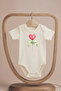 Organic 100% Cotton Pack Red Heart Lollipop Candy Printed Short Sleeve Snap Fastener Baby Bodysuit