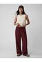 Modal Fabric Waistband Tie-Detail Textured Wide Leg Pants