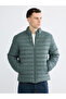Green Standard Fit Stand Collar Men's Puffer Jacket