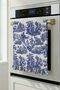 Decorative Ruffled Cobalt Toile Oven Cover – Water-Repellent P Cotton Blend 43X50 cm