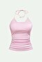 Pink Collar Accessory Lace Detail Tie-Detail Y2K Strap Cropped