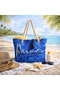 Women's Beach Bag Bag with Zipper Inside a Lined C Pocketed Canvas Fabric Special B Printed Rope Handle