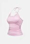 Pink Collar Accessory Lace Detail Tie-Detail Y2K Strap Cropped - 2