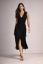 Women's Black Waist Tie Midi Dress - 5