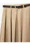 Belt Detail A-Line Viscose Blend Midi Pleated Skirt - 4