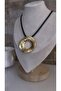 Leather Plate Round Hollow Figure Gold Color Necklace on a Chain - 2