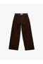Normal Waist Cotton Buttons Pocketed Trocley Buttons Wide-Leg Pants - Loose Straight Fit Jeans - 2