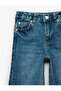 Cotton Star Detailed Wide Leg Denim Trousers with Pockets - 6