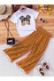 Girls Graphic Print T-Shirt and Polka Dot Pants Set