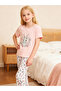 Girls Floral Print T-Shirt and Printed Pyjama Set - 5