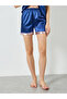 Navy Blue Contrast Edge Satin Shirt and Shorts Set - 4