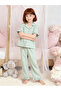 Girls Green Ruffle Hem Short Sleeve Shirt and Pyjama Set - 3