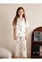Girls White Bow Print Lace Trim Shirt and Pyjama Set - 5
