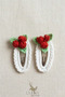 Set of 2 Hand Knitted Red and White Kokina Figured Snap Buckles - Kokina Red and White Knitted Buckle - 3