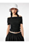 Slim Fit Short Sleeve Lace Detailed Athlete Double Boat Neck T-Shirt