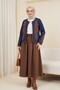 Denim Jacket with Embroidered Front and Sleeves - Navy Blue - 3