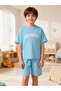 Boys Blue Slogan Print T-Shirt and Shorts Pyjama Set - 6