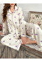 Cream Floral Print Shirt and Pyjama Set