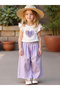 Girls Purple Heart Print Top and Trousers Set - 3