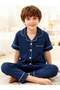 Boys Navy Blue Short Sleeve Shirt and Pyjama Set - 2