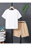 Boys Beige Palm Tree T-Shirt and Shorts Set - 2