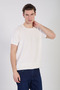 Men's Collar Ribbed Knitwear T-Shirt - Ecru - 2