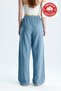 Women's 100% Cotton Palazzo Pants Blue High Waist Wide Leg Summer Casual Pants - 3