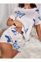 White Butterfly Print T-Shirt and Shorts Set - 3
