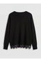 Lcwaikiki Classic Black Crew Neck Lace Detailed Women's Knitwear Sweater - 2