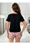 Black Graphic Print T-Shirt and Shorts Set - 5