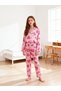 Girls Heart Print Long Sleeve Shirt and Pyjama Set - 2