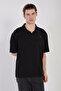 Men's Half-Patch Polo Collar T-Shirt - Black - 2