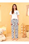 Penguin Print Round Neck T-Shirt and Pyjama Set - 4