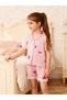 Girls Striped Graphic Print Lace Trim Shirt and Shorts Pyjama Set - 3