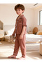 Boys Coffee Brown Short Sleeve Shirt and Pyjama Set - 5
