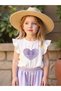 Girls Purple Heart Print Top and Trousers Set - 6