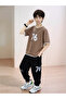 Boys Beige Number Print T-Shirt and Pants Set - 2