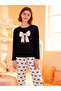 Girls Bow Print Long Sleeve Top and Pyjama Set - 6