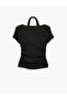 Slim Fit Short Sleeve Lace Detailed Athlete Double Boat Neck T-Shirt - 4