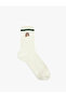 Dog Embroidered Striped Sock Socks - 2
