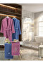 Zena Unisex Plum Dark Blue Towel Bathrobe Set of 4 - 2