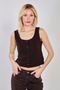 Women's Buttoned U-Neck Vest - Bitter Brown - 2