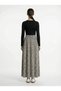 Apsen Women's Cream Black Leopard Printed Pack High Waist Elastic Drapey A-Line Maxi Skirt 2204-90 - 2