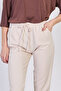 Women's elastic waist drawstring pants - stone - 3