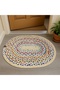 Multicolored Knitted Patterned Oval Mat | Doorway and Entrance Carpet 51Cm*76Cm