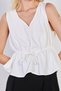 Women's elastic waist v-neck sleeveless blouse - ecru - 3