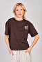 Women's Front Back Printed Oversized T-Shirt - Brown - 5
