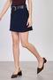 Women's thick Belt mini skirt - navy blue - 3