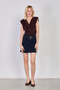 Women's thick Belt mini skirt - navy blue