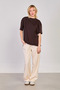 Yaka Bisiklet Yaka Yanı Slit Basic T-Shirt - Bitter Coffee - 3